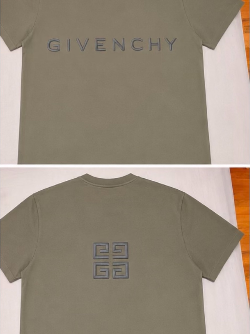 Givenchy Olive Green Raised Logo Short Sleeve T-Shirt